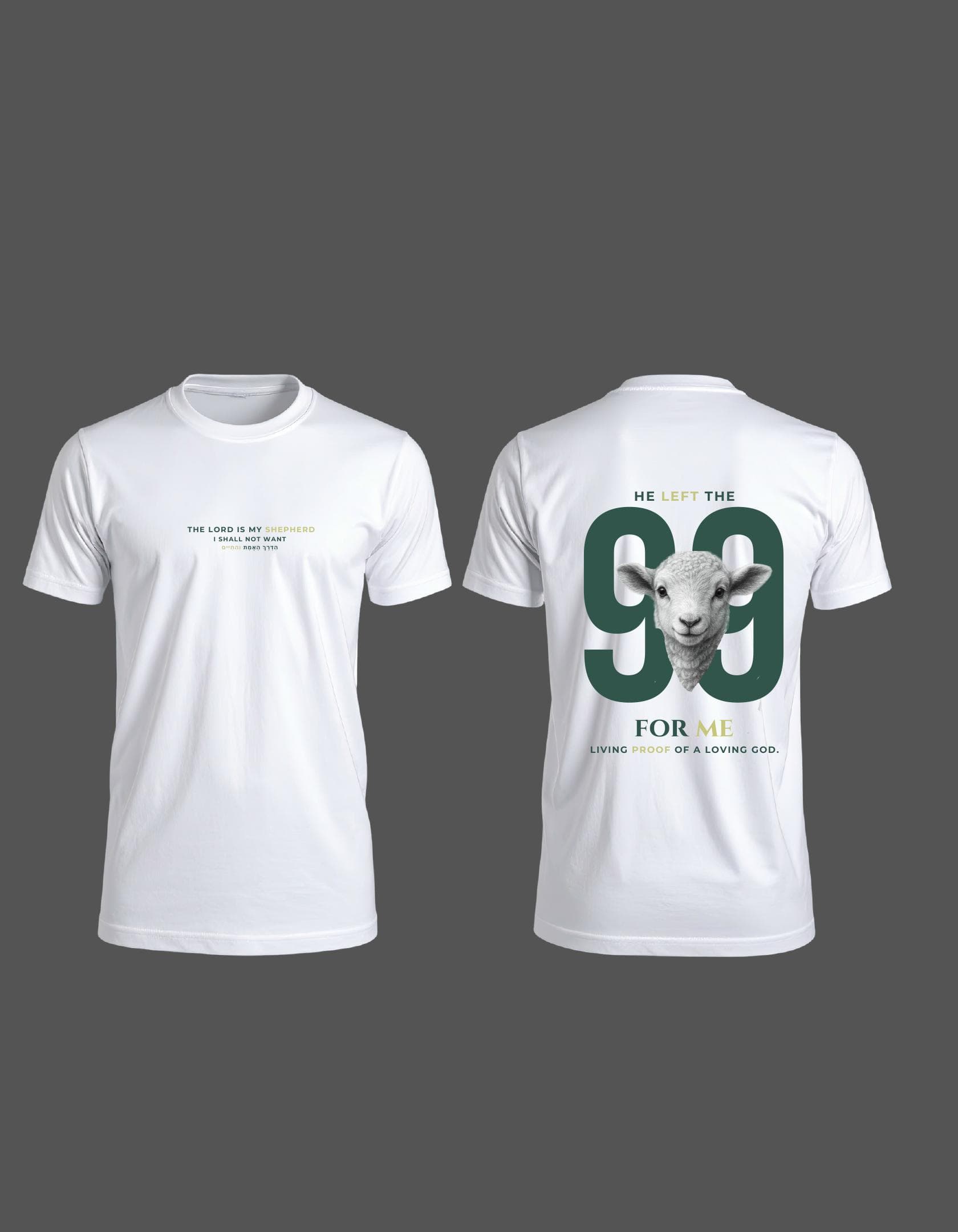 White T-shirt with green 99 and lamb artwork